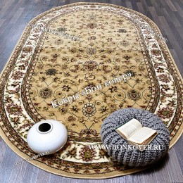 РОССИЙСКИЙ ЖАККАРДОВЫЙ КОВЕР БЕЖЕВЫЙ ОВАЛЬНЫЙ