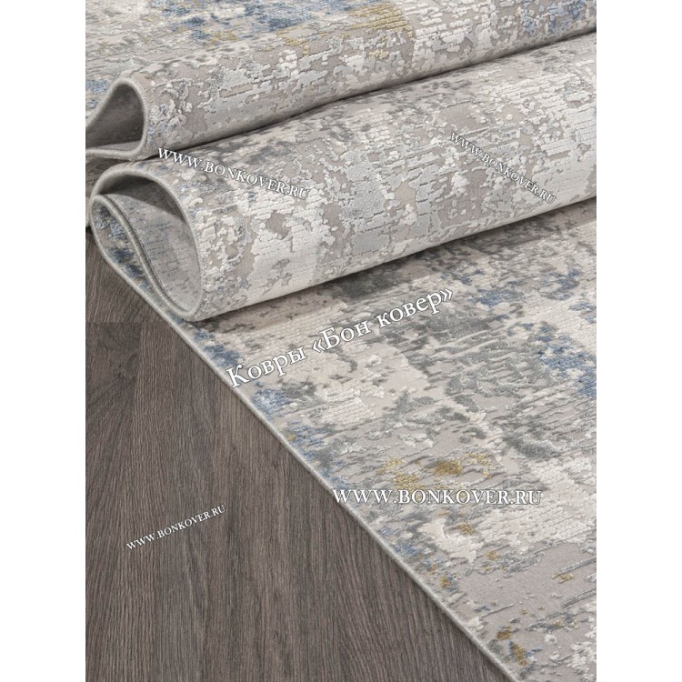 Премиальный Ковер из Артшелка Дизайн 53 Серый с синим